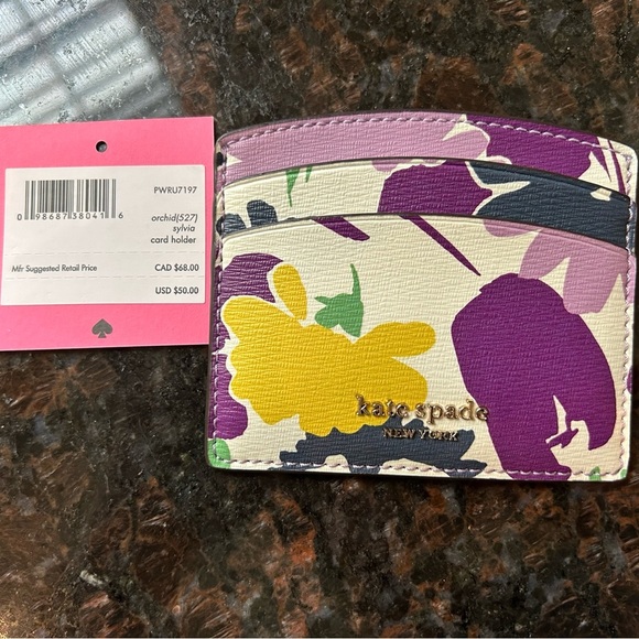 Kate Spade Floral Card Holder - Purple, Yellow, Green - Picture 2 of 4